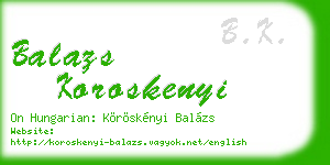 balazs koroskenyi business card