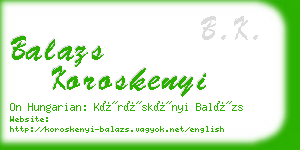 balazs koroskenyi business card